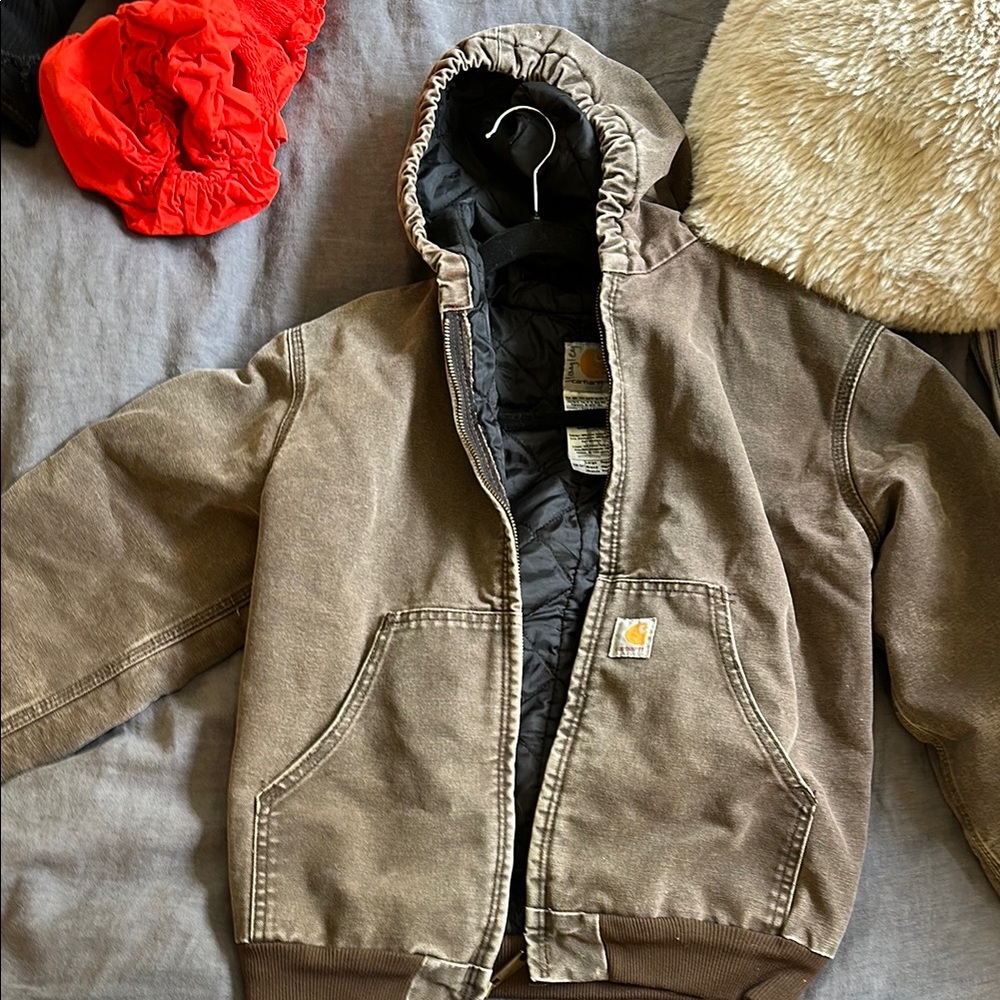 Carhartt Brown Puffer Jacket with Hood
